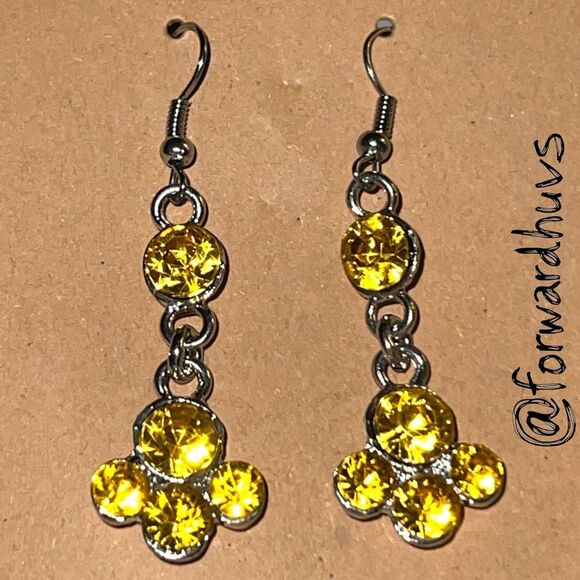 Bundle Sale 3 for $15 | Rhinestone Dangle Earrings – Floral Drop Design - Picture 5 of 7